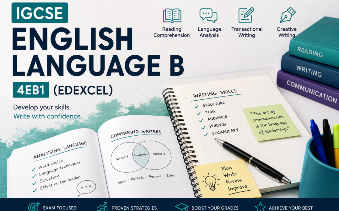 Course cover image showing IGCSE English Language B 4EB1 course according to Edexcel specification